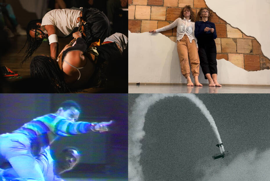 Images clockwise from top left: Aminah Ibrahim & Reason Wade by Alex Munro; Marilyn Maywald Yahel & Vicky Shick image courtesy of the artists; Image by Jacob Burckhardt; Ishmael Houston-Jones & Fred Holland still from video by CW.