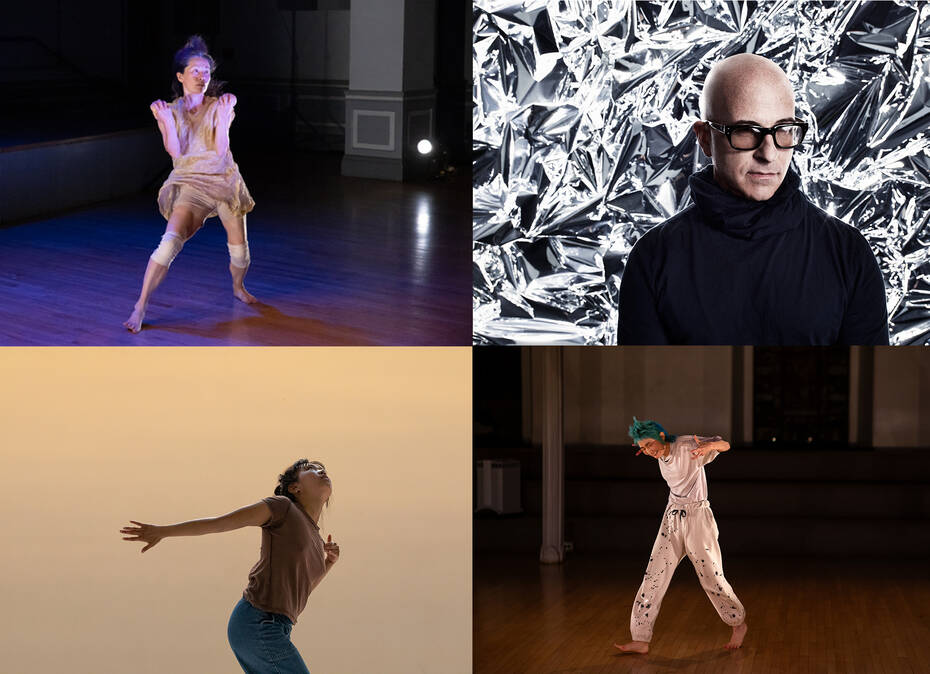 Images clockwise from top L: Nami Yamamoto by Wolfgang Daniel; Stephen Petronio headshot by Sarah Silver; Mina Nishimura by Rachel Keane; Cayleen del Rosario by Elyse Mertz.